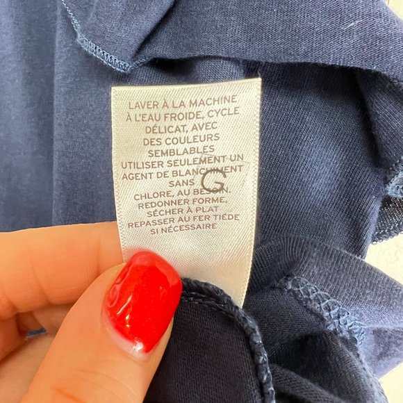 NWT Caslon 100% Cotton Flutter Sleeve Button Up Navy Blouse Top Women's Size XXL - Picture 6 of 11